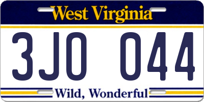 WV license plate 3JO044