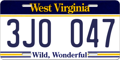 WV license plate 3JO047