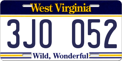 WV license plate 3JO052