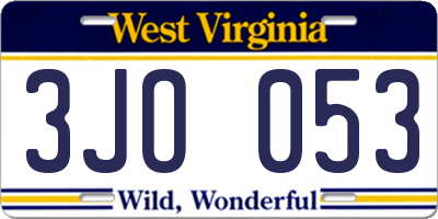 WV license plate 3JO053