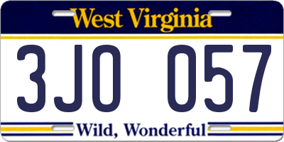 WV license plate 3JO057