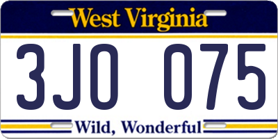 WV license plate 3JO075