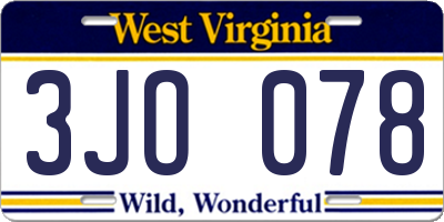 WV license plate 3JO078