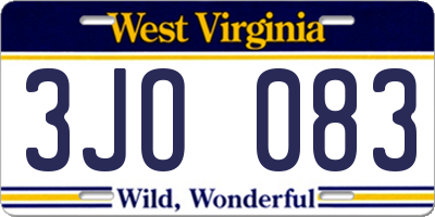 WV license plate 3JO083