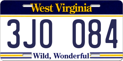 WV license plate 3JO084