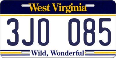 WV license plate 3JO085