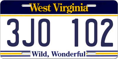 WV license plate 3JO102