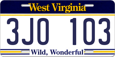 WV license plate 3JO103
