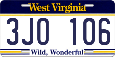 WV license plate 3JO106