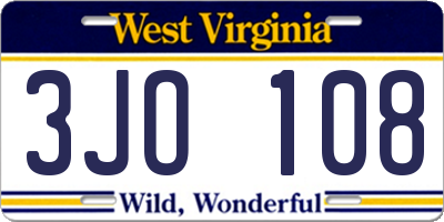 WV license plate 3JO108