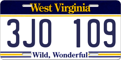 WV license plate 3JO109