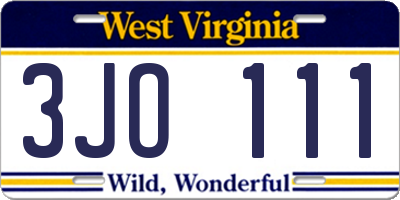 WV license plate 3JO111
