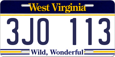 WV license plate 3JO113