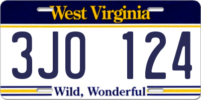 WV license plate 3JO124