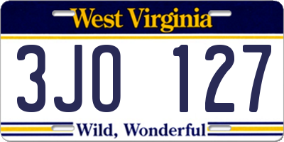 WV license plate 3JO127