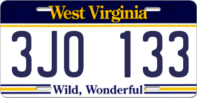 WV license plate 3JO133