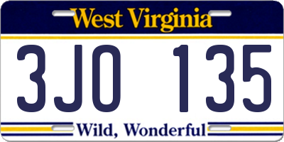 WV license plate 3JO135