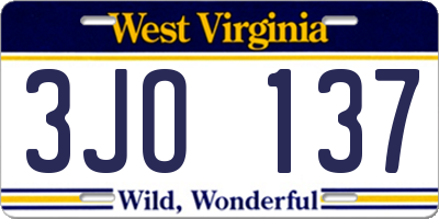WV license plate 3JO137