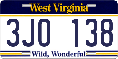 WV license plate 3JO138