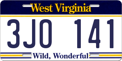 WV license plate 3JO141