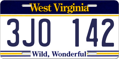 WV license plate 3JO142