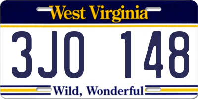 WV license plate 3JO148