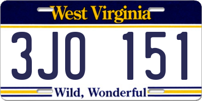 WV license plate 3JO151