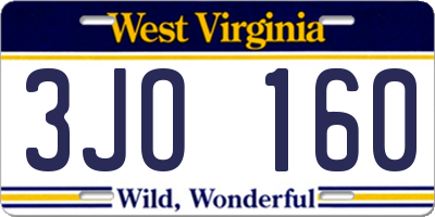 WV license plate 3JO160