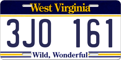 WV license plate 3JO161