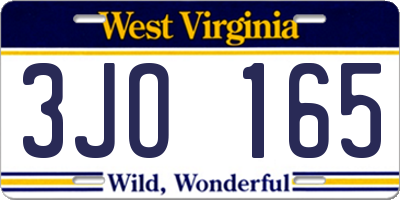 WV license plate 3JO165