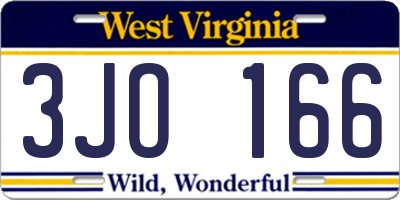 WV license plate 3JO166