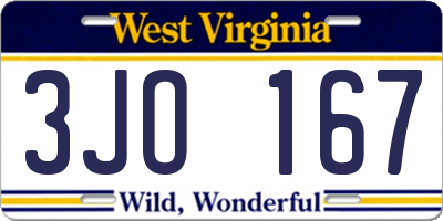 WV license plate 3JO167
