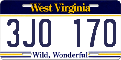 WV license plate 3JO170