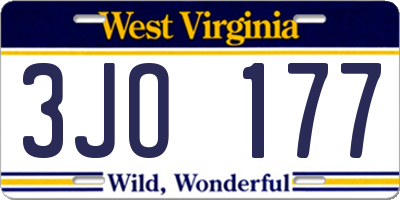 WV license plate 3JO177