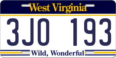 WV license plate 3JO193
