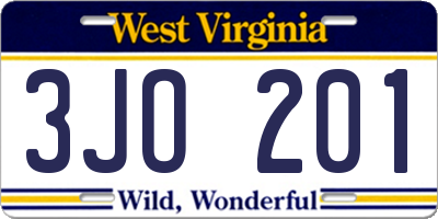 WV license plate 3JO201
