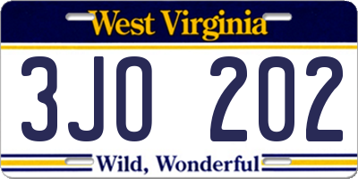 WV license plate 3JO202