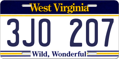 WV license plate 3JO207