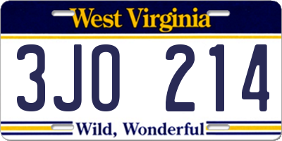 WV license plate 3JO214