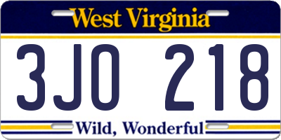 WV license plate 3JO218