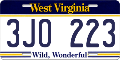 WV license plate 3JO223