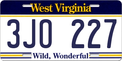 WV license plate 3JO227