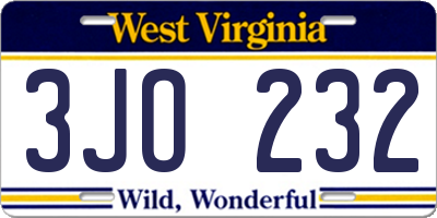 WV license plate 3JO232