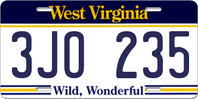 WV license plate 3JO235