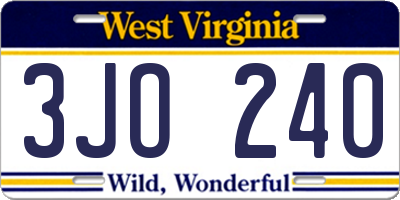 WV license plate 3JO240