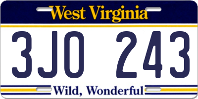 WV license plate 3JO243