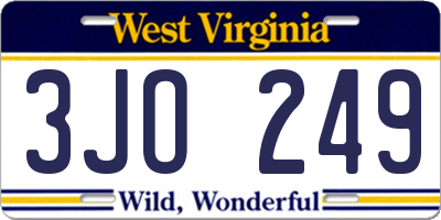 WV license plate 3JO249