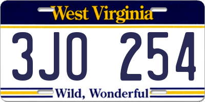 WV license plate 3JO254