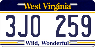 WV license plate 3JO259