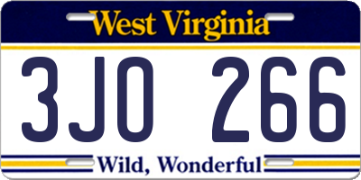 WV license plate 3JO266